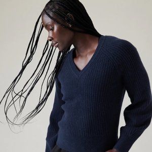 Athleta: XXS LAYOVER V-NECK SWEATER - Blue - Brand New